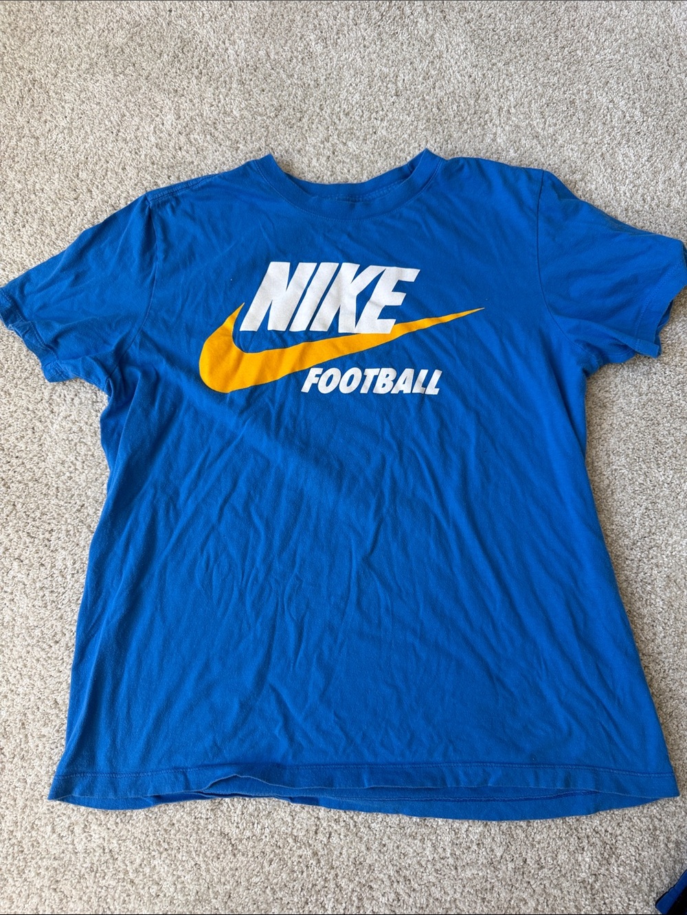 Nike Men’s Royal Blue Tee with Yellow Swoosh (large)